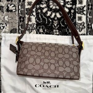 COACH Women's Brown Signature Jacquard Demi Shoulder Bag